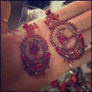 Red stone earrings
